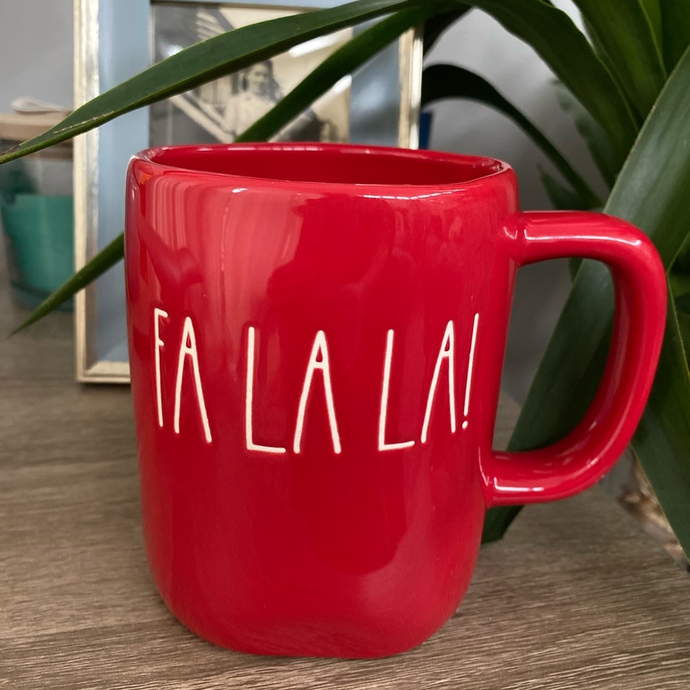Rae Dunn Fa La La red Christmas mug
